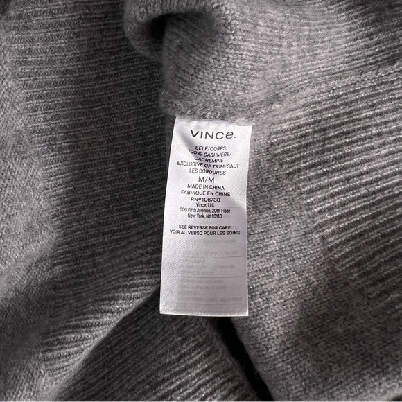 Vince Boiled Cashmere Funnel Neck Pullover Sweater Gray Size Medium - Picture 11 of 11